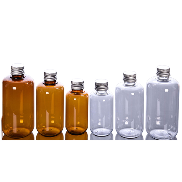 

empty toner refillable container aluminum screw lid 100ml 200ml 300ml clear brown cosmetic packaging plastic bottle 20pieces/lot storage bot