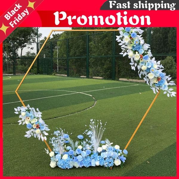 

party decoration wedding props hexagonal arch white gold iron shelf backdrop decor stage flower stand wrought diamond arche