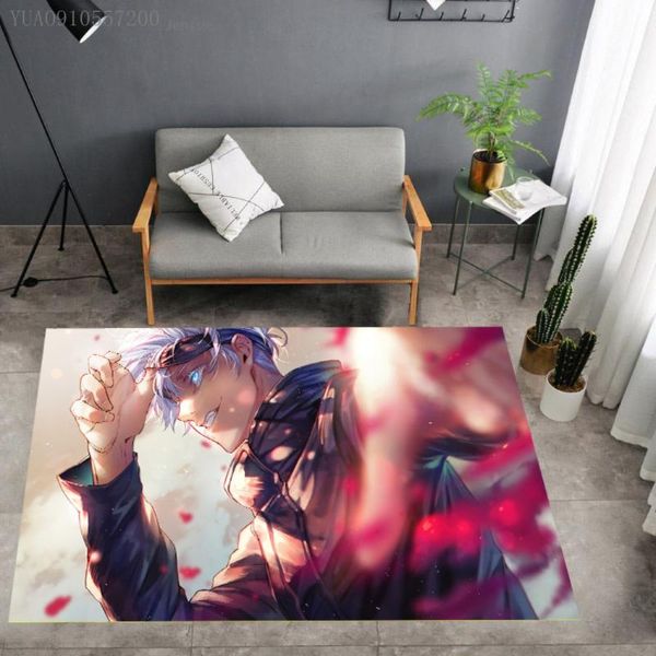 

carpets for bed room anime gojo satoru play rug living decor jujutsu kaisen 3d print flannel carpet bedside mat 120x180cm
