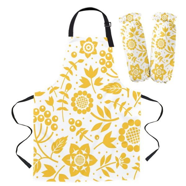 

aprons yellow branch plant flower apron kitchen household cleaning barber baking accessories for woman