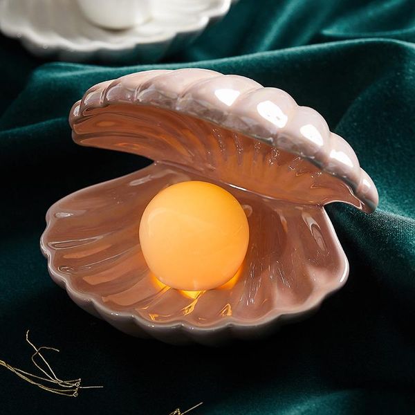 

table lamps chinese porcelain bedroom bedside shell lamp night lights decorative lampara desk decoration bi50tl