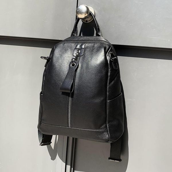

backpack shoulder genuine-leather bags teenagers travel female fashion-designer women