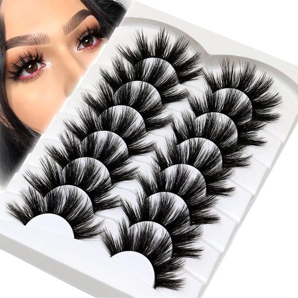 

false eyelashes lashes pack 7 pairs fluffy faux mink 20mm soft handmade eye for dramatic makeup