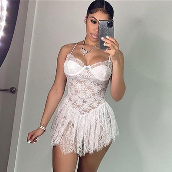 

casual dresses 2021 summer black lace sling women fashion hook flower backless party night clubwear female sundress, Black;gray