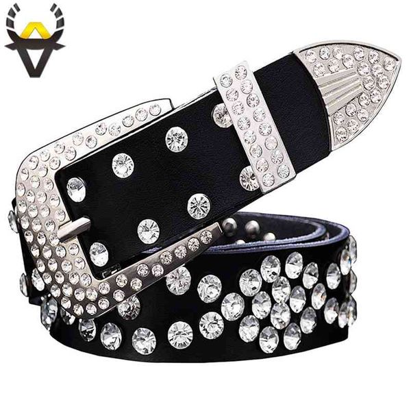 

2021 low price wholesale fashion rhinestone genuine leather belts women waist belt for men quality second layer cow skin strap width 3.3 cm, Black;brown