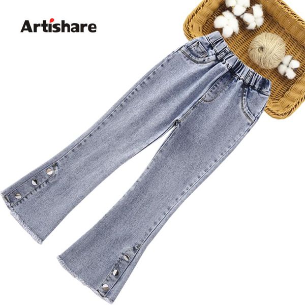 

girls jeans button girl child casual style trousers for children spring autumn children's clothes 6 8 10 12 14, Blue