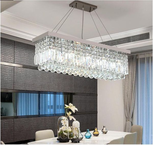Lampadario di cristallo di lusso leggero, lampada da ristorante rettangolare, semplice, moderno, creativo, sala da pranzo, bar, lampadario
