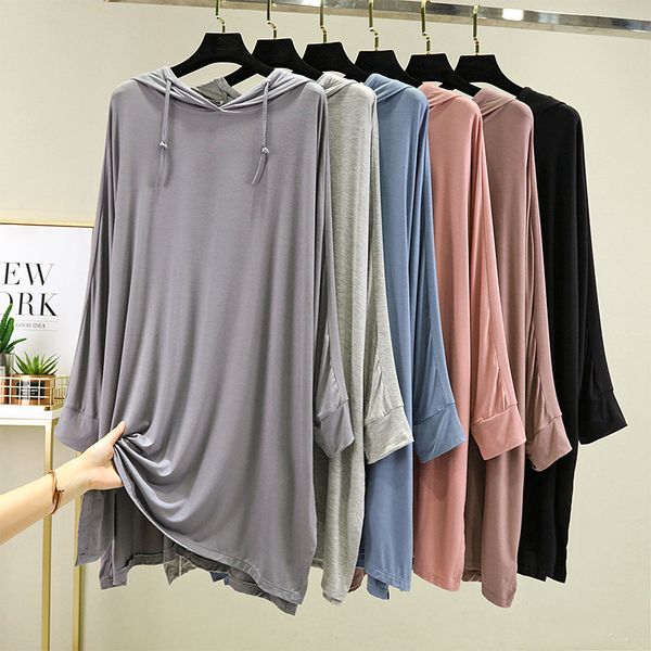 

women's t shirt spring bit cotton loose cape hooded sunscreen shirt, White