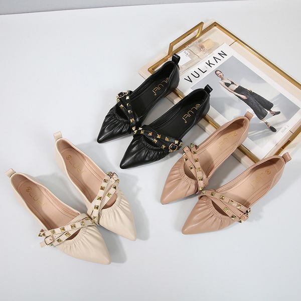 

sandals large fat wide pointed single shoes women's flat comfortable soft bottom shallow mouth small size, Black