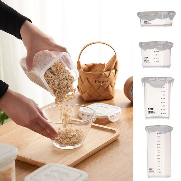 

kitchen graduated transparent airtight pasta and whole grain household plastic storage boxes with lids bottles & jars