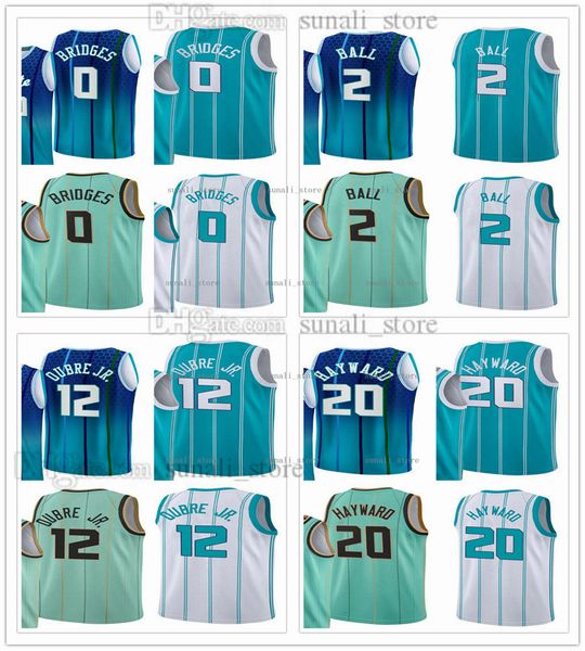 

2021-22 basketball jerseys kelly 12 oubre jr. miles 0 bridges lamelo 2 ball gordon 20 hayward city teal green purple white breathable shirts, Black;red