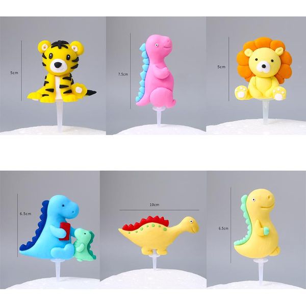 

other festive & party supplies 1pcs cute forest loin tiger boy birthday cake decor cartoon woodland animals jungle decoration plugin cupcake