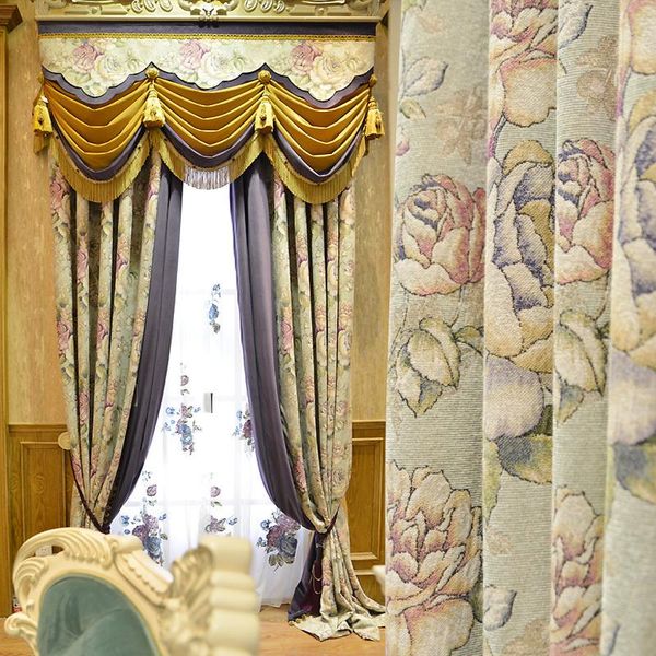 

curtain & drapes american light luxury lace rope embroidered curtains, simple and fashionable jacquard retro for bedroom living room
