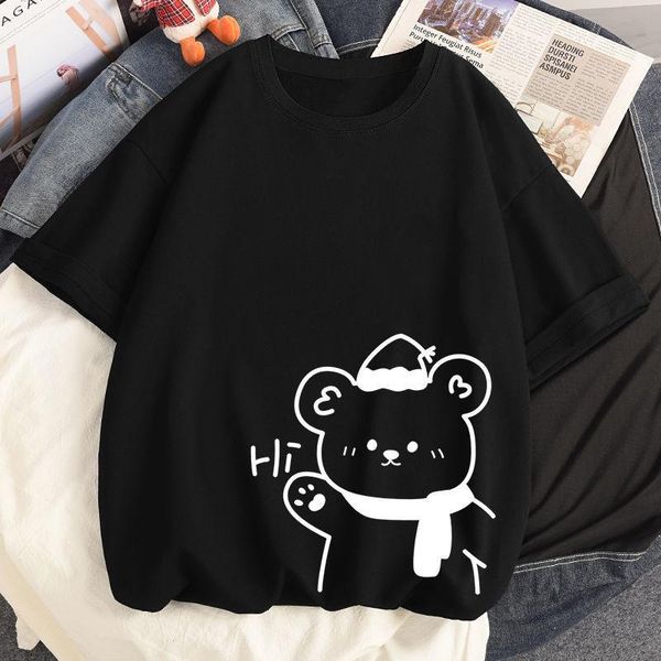 

men's t-shirts cotton ]65-200kg short sleeve t-shirt girl student's loose size, versatile, show thin spring and summer, White;black