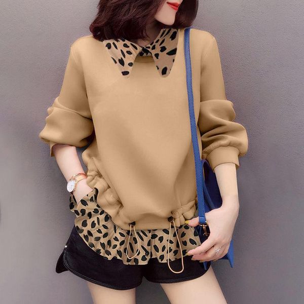 

women's sweaters fashion fake two-piece pullover long-sleeved sweater for autumn and winter 2021 women all-match blouse, White;black