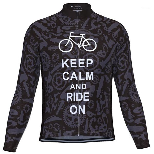 

mountain mtb cycling jersey breathable quick-dry black men's bike jerseys keep calm and ride on shirt,tyz077-021, Black;red