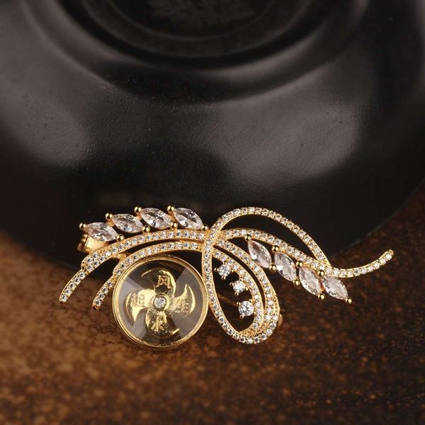 

elegant flower brooch women's accessories coat silk scarf button inlaid with diamond pin suit cardigan brooch, Gray