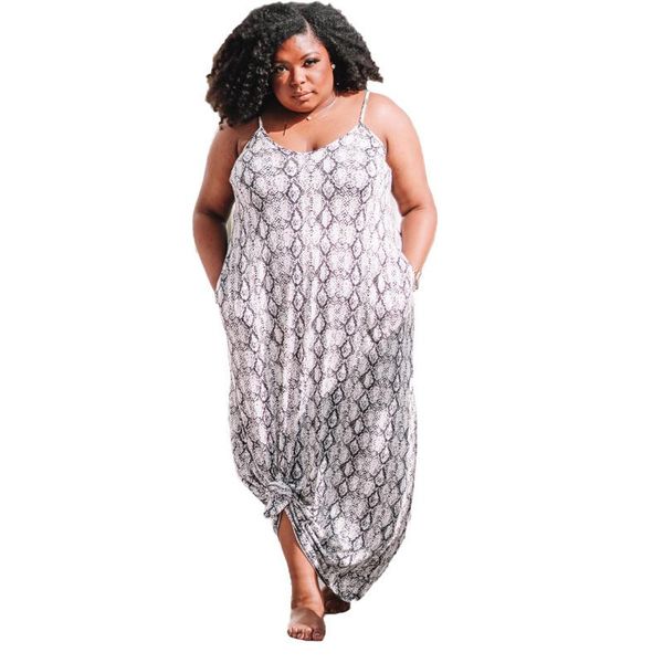 

casual dresses xl-5xl plus size dress women summer clothing 2021 fashion leopard print halter maxi wholesale drop, Black;gray