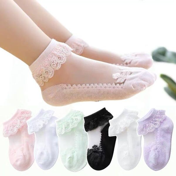 

socks girl mesh princess cotton lace soft ruffled summer breathable toddler, Pink;yellow