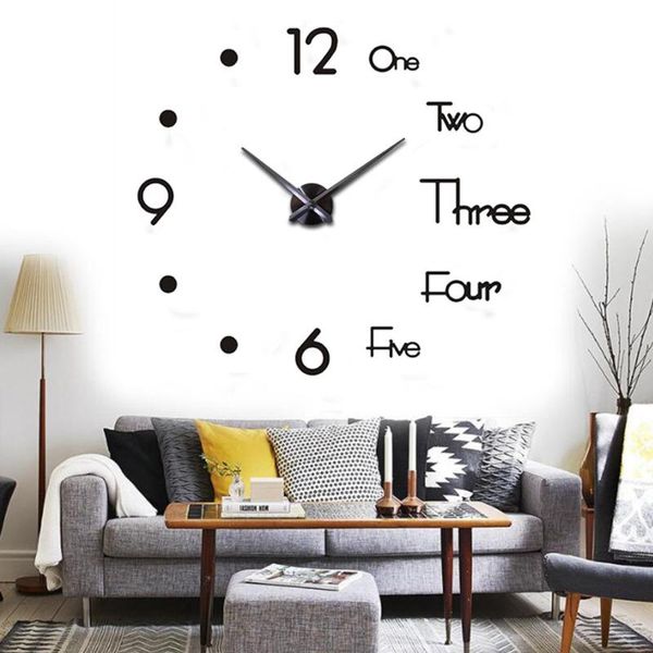 

simple silent wall clock large size creative diy sticker home decoration watch display time digital clocks
