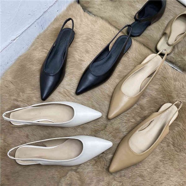 

slippers pointed toe flat shoes spring closed strap heel women's sandals paz2, Black