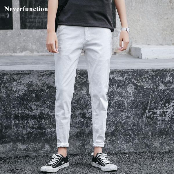 

men's pants men business casual simple solid pencil stretch fabrics korean street skateboard cotton slim fit joggers trousers, Black