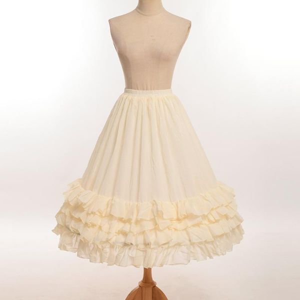 

skirts women wedding petticoat chiffon skirt a- line bustle lolita pannier crinoline underskirt, Black