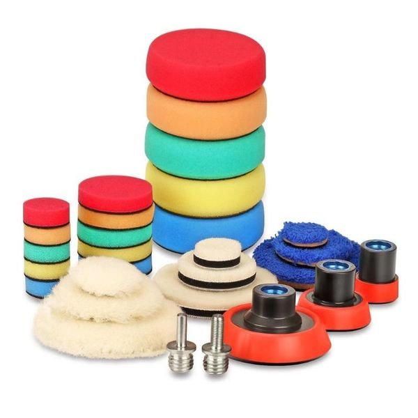

sanders 29pcs car polishing buffing waxing pad kit with m14 thread back plate adapter power tool auto polijstmachine