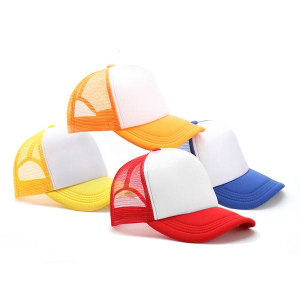 

multi color matching sponge net school kindergarten group activities children's sun advertising hat ventilation, Yellow