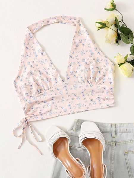 

ditsy floral crop halter t5ew#, White