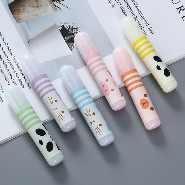 

6pcs cute animals panda cat mini highlighter paint marker pen drawing liquid chalk stationery school office supply highlighters, Black;red