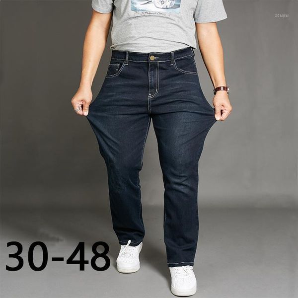 

casual large size straight pants jeans men plus fertilizer to increase the individuality fashion loose blue obesity men's