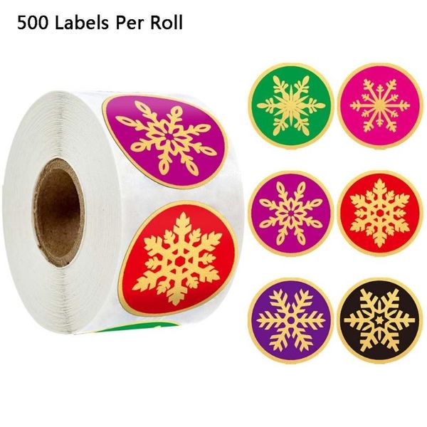 

500pcs/roll round gold foil merry christmas stickers seal labels for thank you cards stamp envelopes invitations gift packages wrap