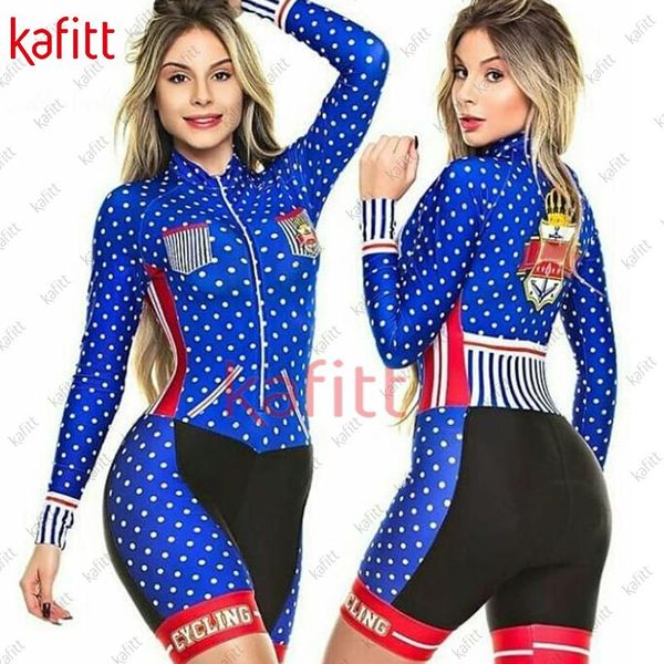 

racing sets kafijumpsuit cycling jersey women's sweatshirt set long sleeve blue women athlete triathlon outdoor, Black;blue
