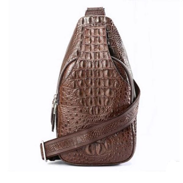 

dongou crocodile men chest package leather shoulder bag casual crossbody alligator bone for waist bags