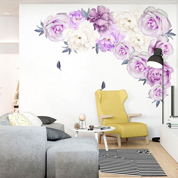 

wall stickers diy fresh peony flower home sticker living room office decal mural decor 2