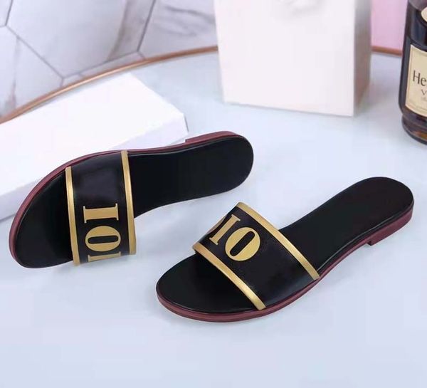

luxury brand sandals designer slippers slides floral brocade genuine leather women shoes sandal bagshoe1978 05, Black