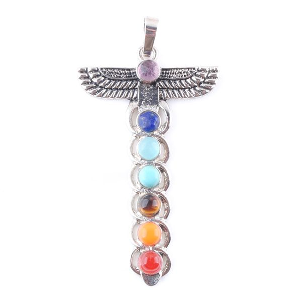 Wojiaer 7 Chakras Natural Stones Wings Pingants Health Amulet Healing Colar 18 