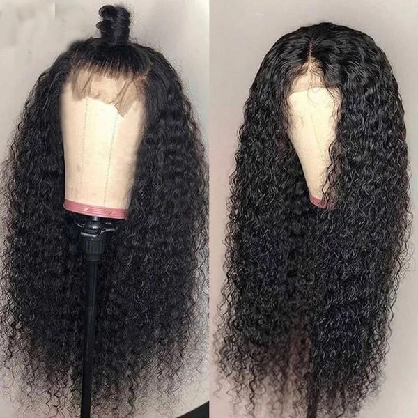 

synthetic wigs t part glueless headband non lace long curly heat resistant firber water wave front wig no gel easy wear, Black