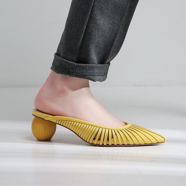 

dress shoes women heels 2021 summer mules sandals thick heel slipper slip on high sandalias mujer, Black
