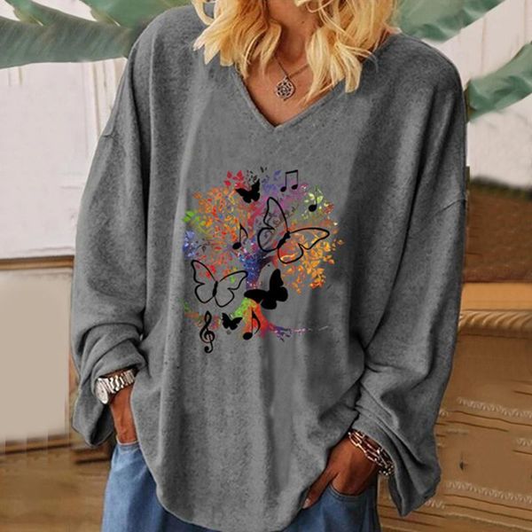 

women's blouses & shirts women plus size dandelion printed blouse o-neck long sleeve casual loose tunic vintage harajuku female 40#, White
