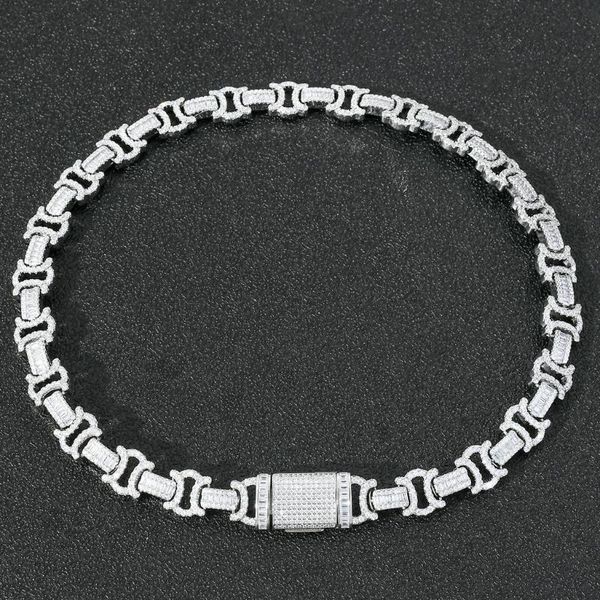 

chains 1 men's necklace hip-hop square mixed zircon personality trend, Silver