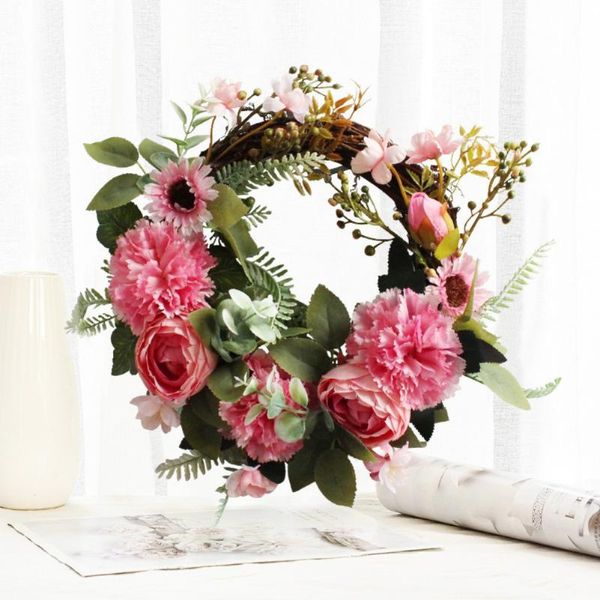 

decorative flowers & wreaths 40cm simulation peony wreath for front door wall thanksgiving day artificial garlands home office mall hanging