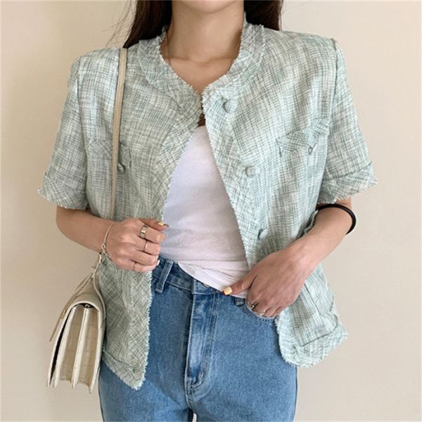 

women's jackets hzirip chic wool all thin-waisted high- games will see plaid femme geometric cardigans lady of the soft office elegant, Black;brown