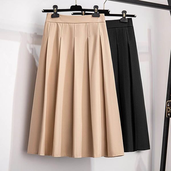 

skirts 155kg plus size women's summer loose a-line pleated skirt 5xl 6xl 7xl 8xl 9xl 10xl high waist temperament black apricot