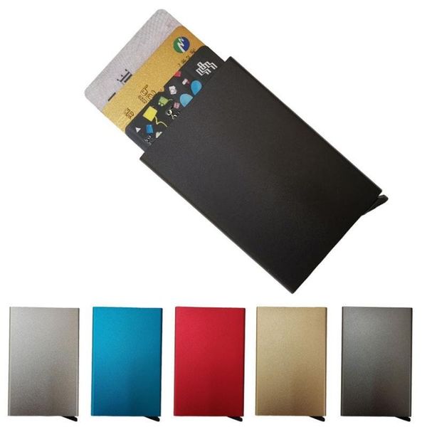 

card holders credit id holder wallet luxury purses women slim anti protect travel cardholder men metal case porte carte, Brown;gray