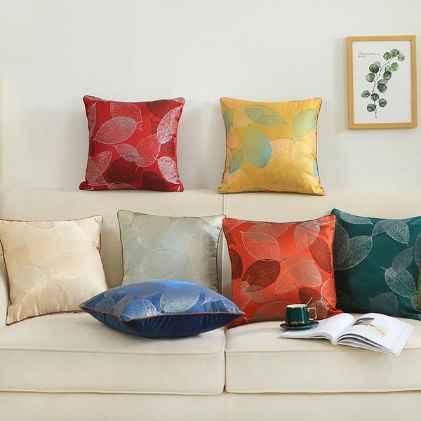 

cushion/decorative pillow nordic luxury decorative home cushion cover for sofa pillowcase case seat car royal silk covers 45x45cm leaf
