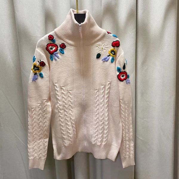 

2021 autumn winter milan runway sweaters high neck long sleeve print high end jacquard cardigan women's designer clothing 1108-17, White;black