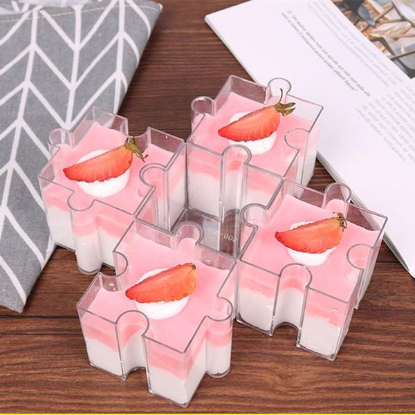 

disposable cups & straws 40pcs net red puzzle mousse cake cup transparent plastic wedding birthday party favors pudding jelly dessert