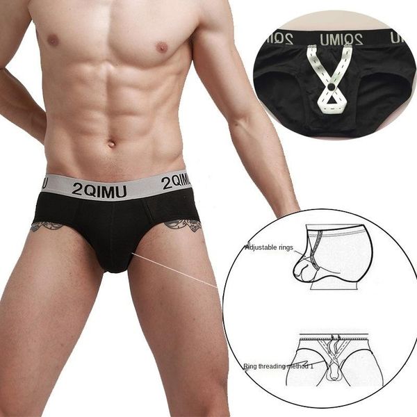

underpants men's cotton briefs underwear adjustable ring jockstrap u pouch low waist panties thongs gay g-srting convex, Black;white